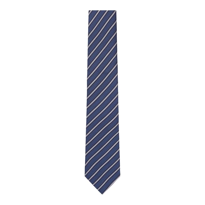 Hackett London Blue/White Stripe Silk Tie