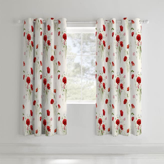 Catherine Lansfield Wild Poppies 168x183cm Eyelet Curtains