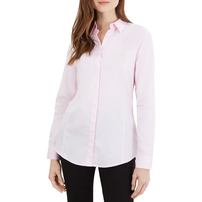 Jaeger Pale Pink Herringbone Cotton Shirt