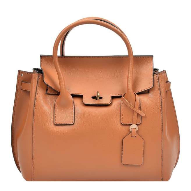 Luisa Vannini Tan Brown Leather Tote Bag