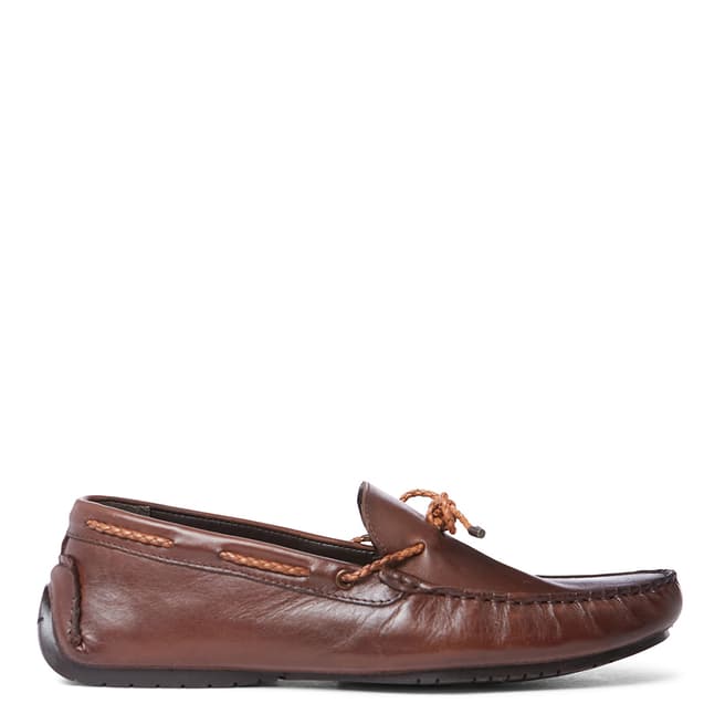 Dune London Brown Leather Bali Loafers
