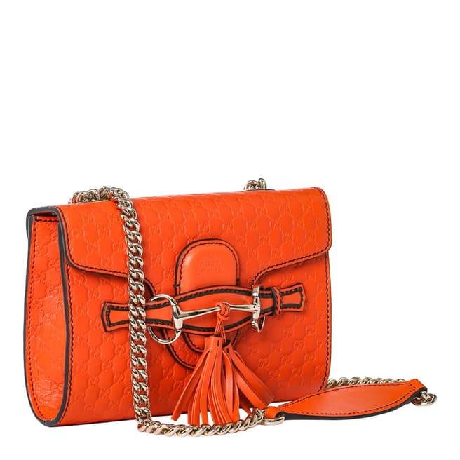 Gucci Orange Gucci Leather Tassel Detail Shoulder Bag