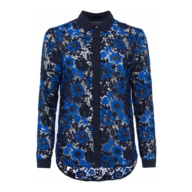 French Connection Blue Floral Lace Musea Shirt
