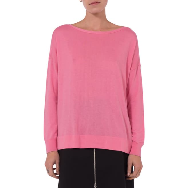 French Connection Pink Long Sleeve Silk Blend Jumper