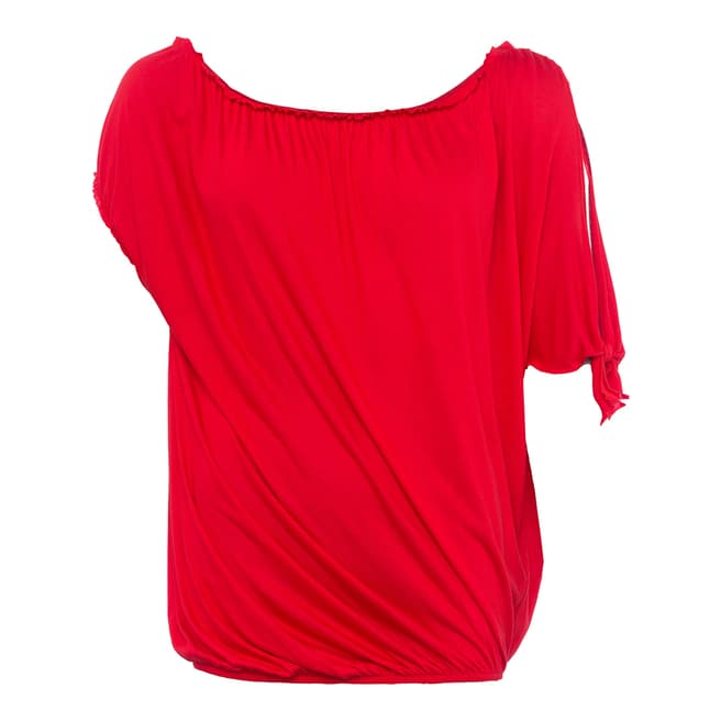 French Connection Red Tanna Jersey Asymmetric Top