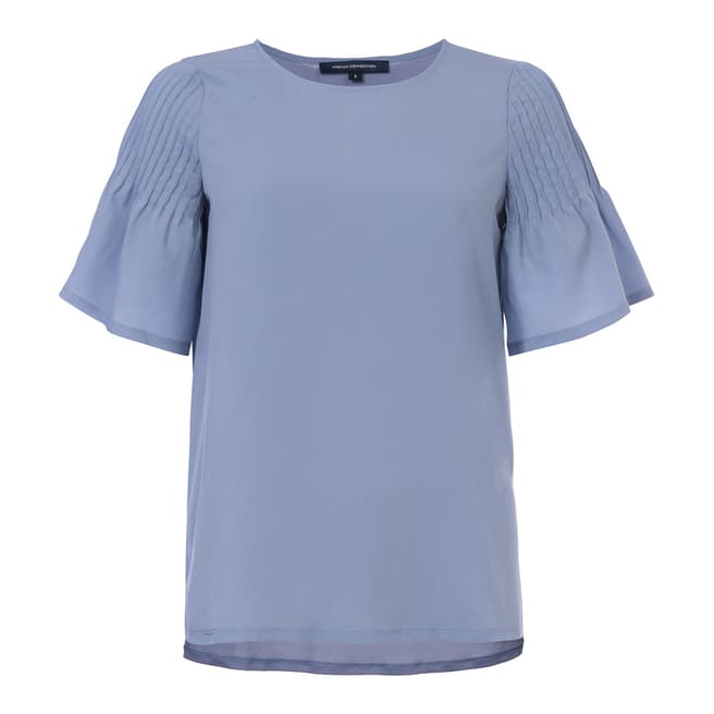 French Connection Blue Fluted Sleeve Top