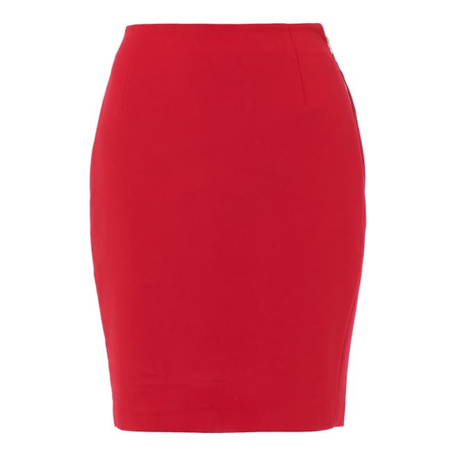 French Connection Red Glass Stretch Pencil Skirt