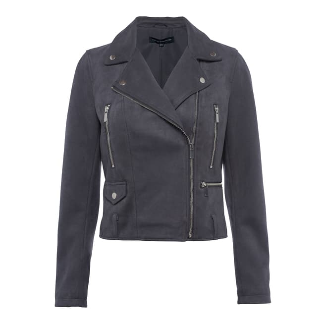 French Connection Slate Aimee Suedette Biker Jacket