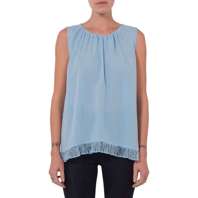 French Connection Blue Crepe Tied Top