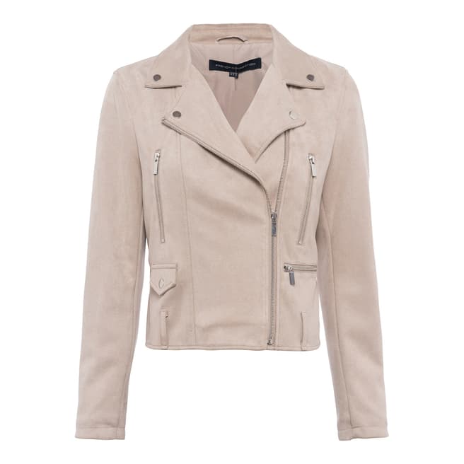 French Connection Sand Aimee Suedette Biker Jacket