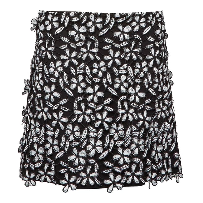 French Connection Black/White Fuluga Floral Lace Mini Skirt