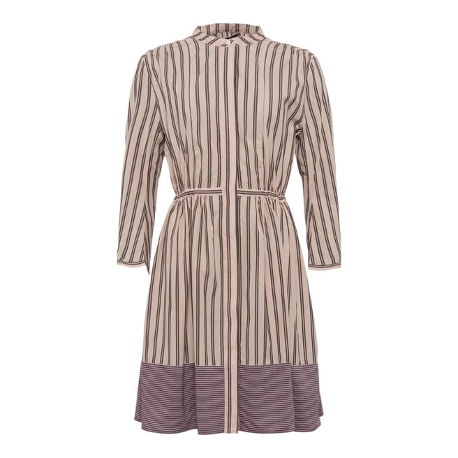 French Connection Purple/Cream Stripe Cotton Dress