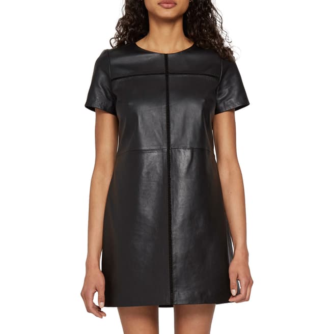 French Connection Black Leather Gizo Dress
