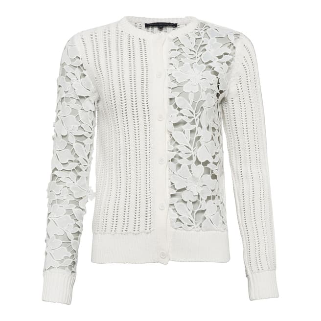 French Connection White Patchwork Mozart Cardigan