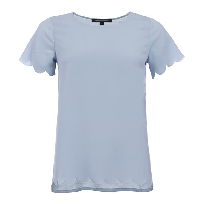 French Connection Blue Crepe Light Scallop Top