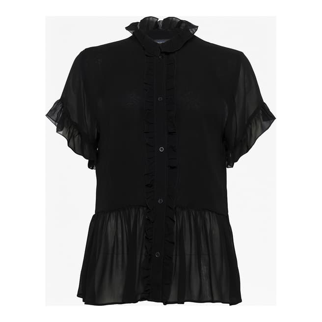 French Connection Black Clandre Ruffle Blouse