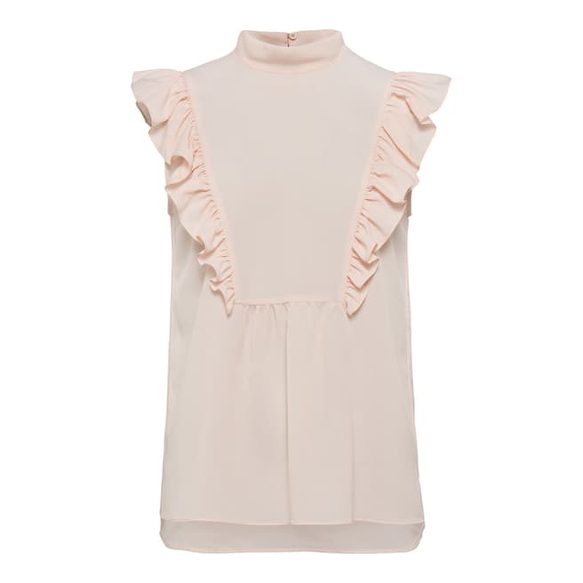 French Connection Pink Light Crepe Mock Top