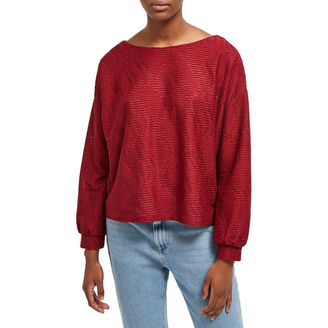 French Connection Red Tiarella Textured Top