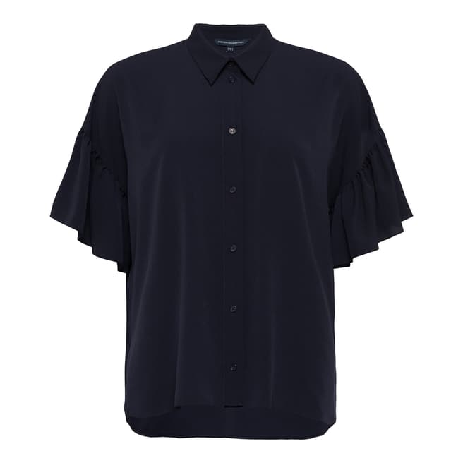 French Connection Midnight Crepe Ruffle Shirt