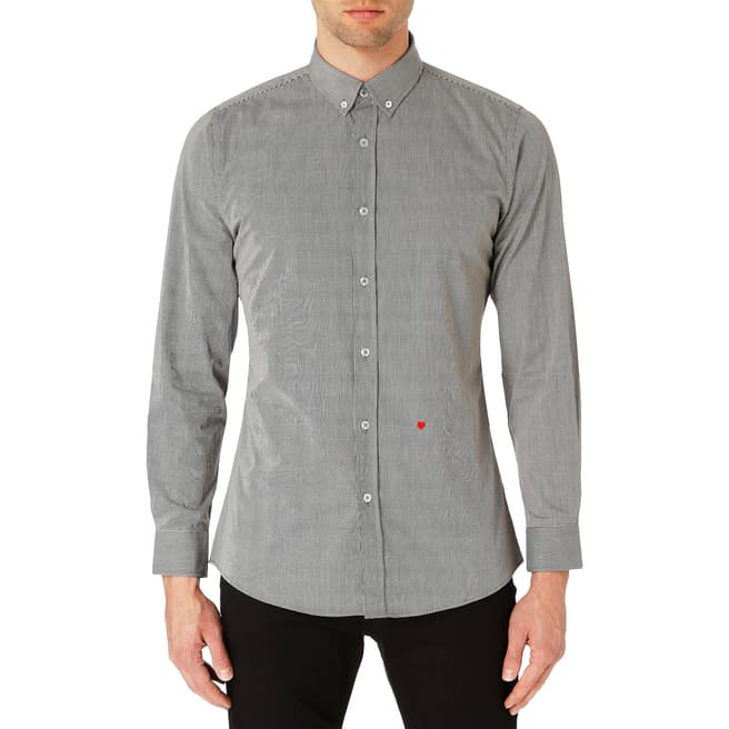 Moschino Grey Check Button Down Cotton Shirt