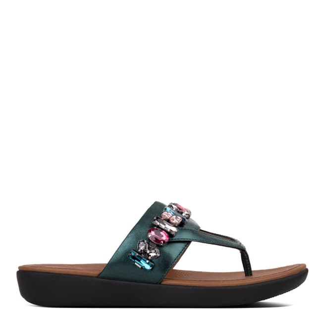 FitFlop Galactic Green Delta Bejewelled Toe Post Sandal