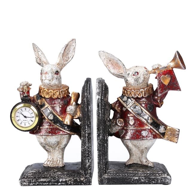 Gisela Graham Set of 2 Bunny with Trumpet/Watch Bookends