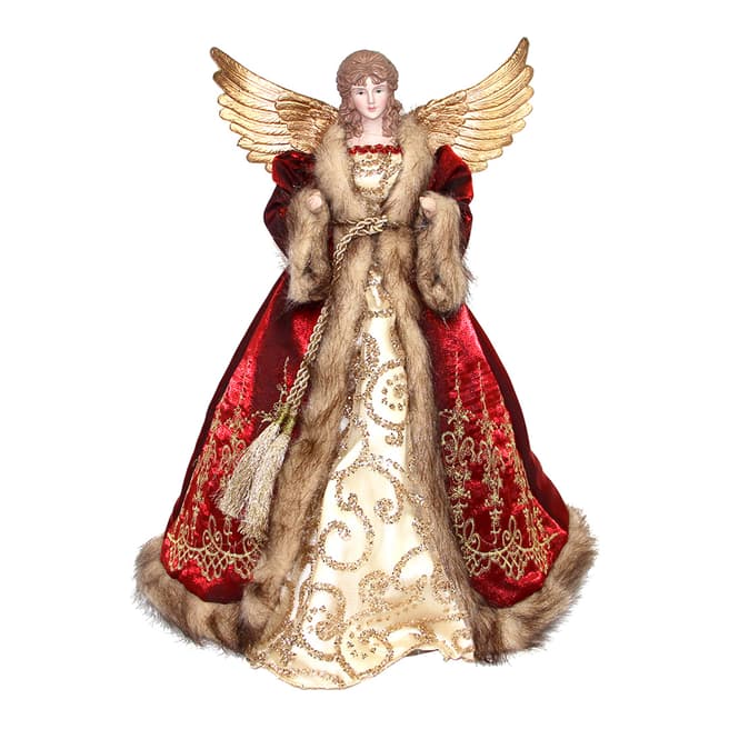 Gisela Graham Red/Cream/Gold Large Angel Ornament