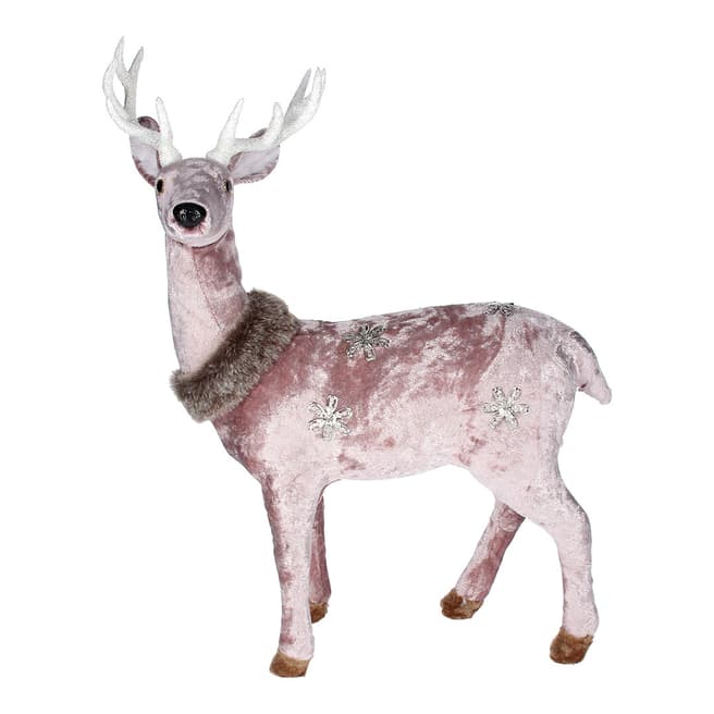 Gisela Graham Pink Fabric Reindeer Large Ornament