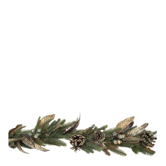 Gisela Graham Gold Dusted Fir, Cone & Feather Garland