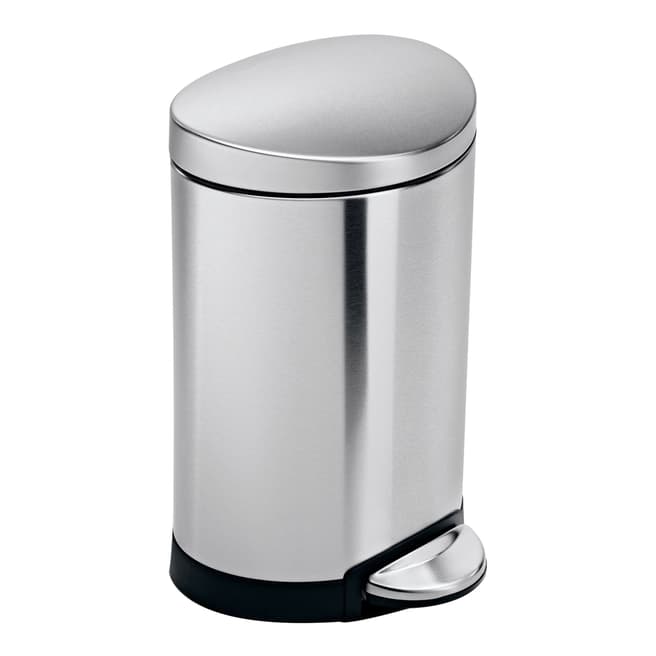 Simplehuman 6L semi-round pedal bin, brushed stainless steel