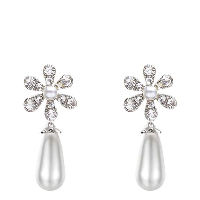 Liv Oliver Crystal & Pearl Drop Earrings