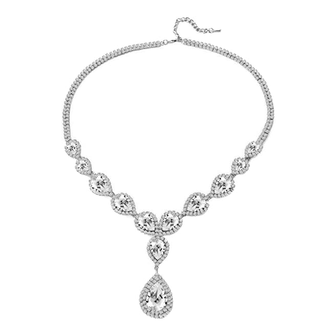 Liv Oliver Silver Plated Crystal Statement Necklace