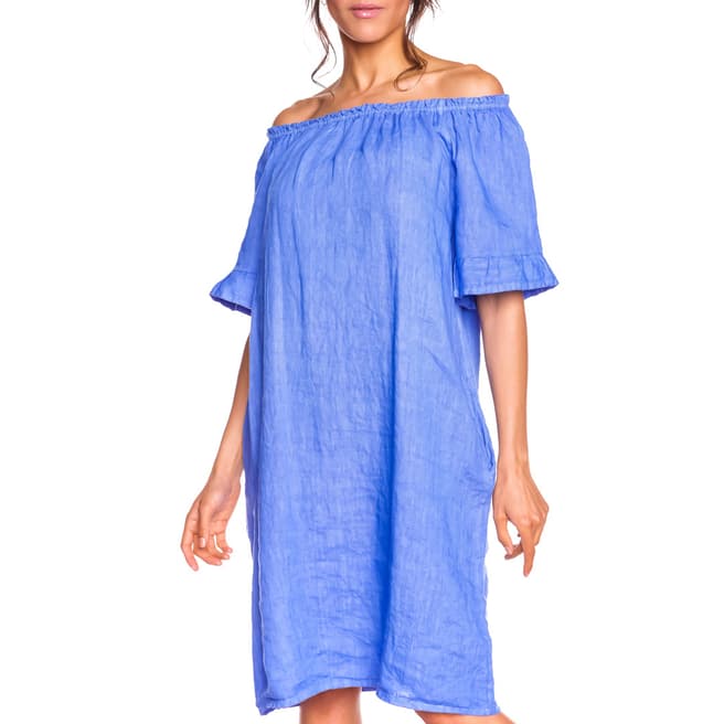 100% Linen Blue Ines Linen Dress