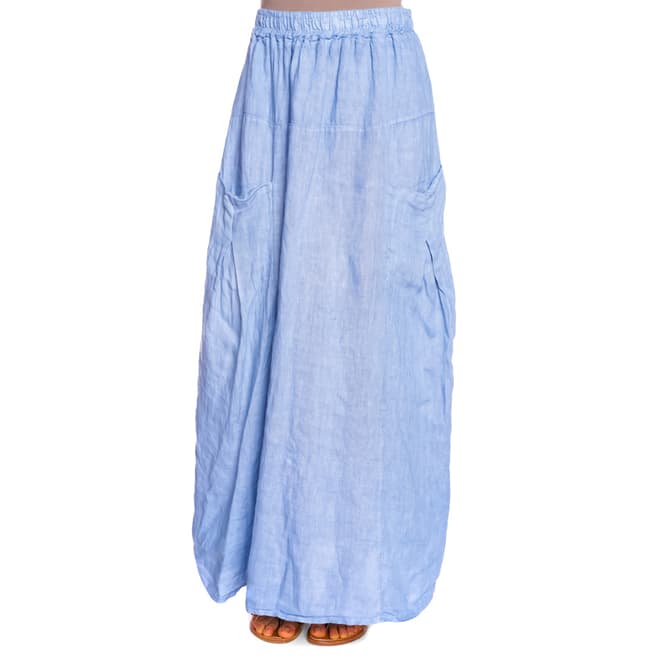 100% Linen Blue Anais Linen Trousers