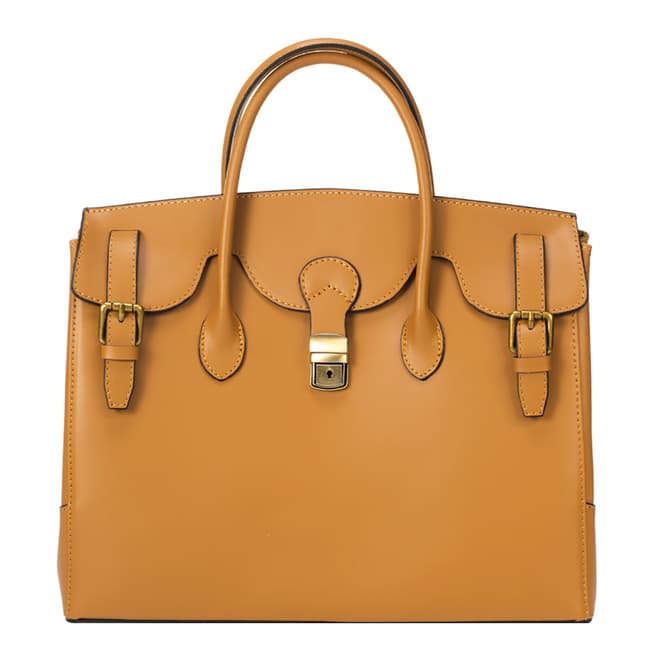 Lisa Minardi Tan Leather Top Handle Bag