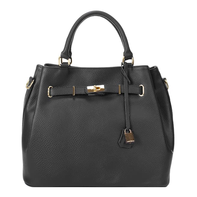 Massimo Castelli Black Keyring Detail Leather Top Handle Bag