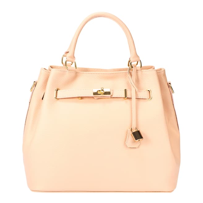 Massimo Castelli Rose Pink Keyring Detail Leather Top Handle Bag