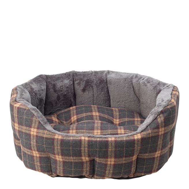 House Of Paws Check Tweed Small Oval Bed 55x50cm