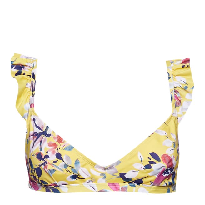 French Connection Yellow/Multi Linosa Frill Top
