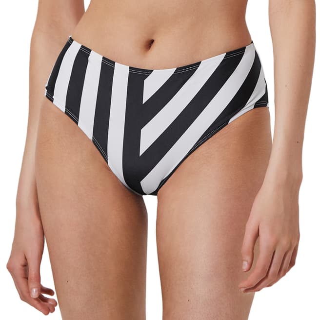 French Connection Black/White Block Stripe High Rise Briefs
