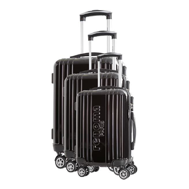Renoma Set of 3 Black Harrison Suitcases S/M/L