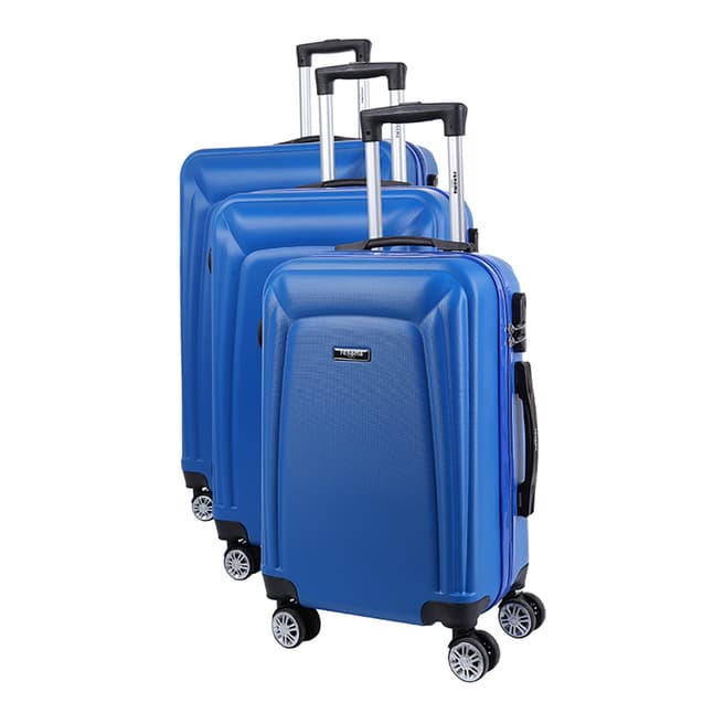 Renoma Set of Three Blue Firth 8 Wheel Suitcases S/M/L