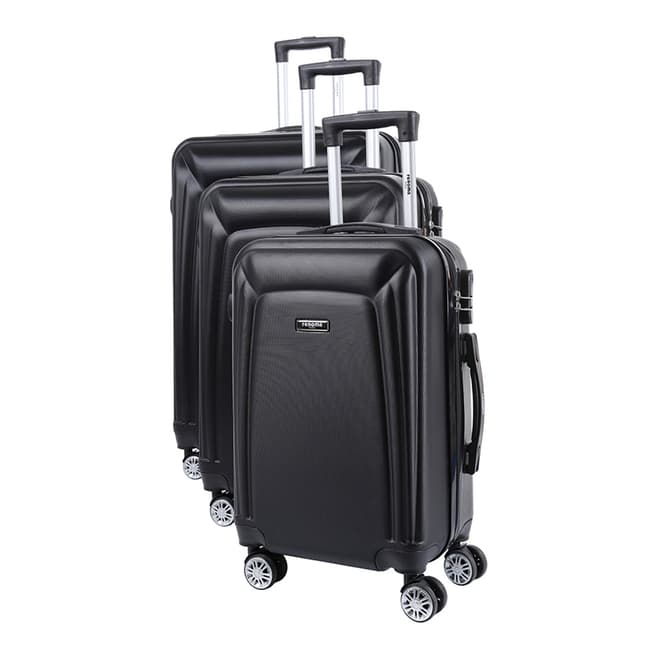 Renoma Set of Three Black Firth 8 Wheel Suitcases S/M/L
