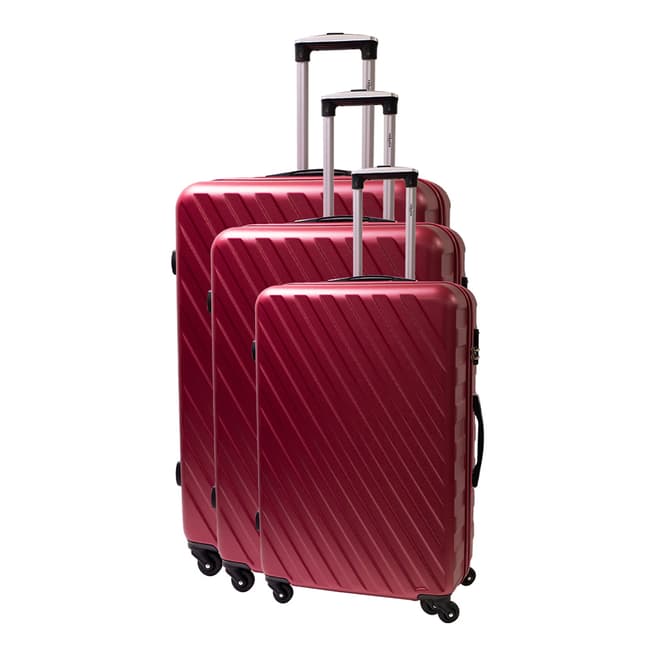 Renoma Set of Three Burgundy Hatcher 4 Wheel Suitcases S/M/L