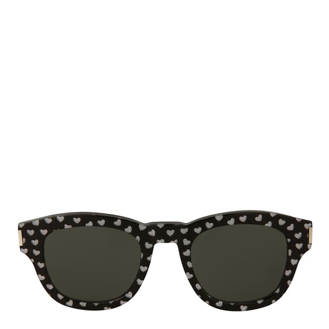 Saint Laurent Womens Black Glitter Heart Saint Laurent Sunglasses 49mm