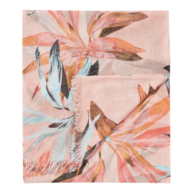 Pure Collection Peach Floral Ultra Soft Printed Scarf