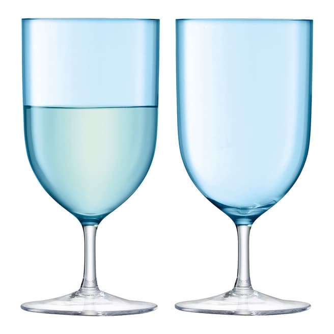 LSA Set of 2 Pale Turquoise Hint Water Glasses, 400ml