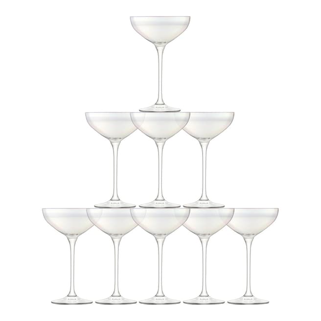 LSA Set of 10 Tower Mother of Pearl Champagne Glasses, 235ml