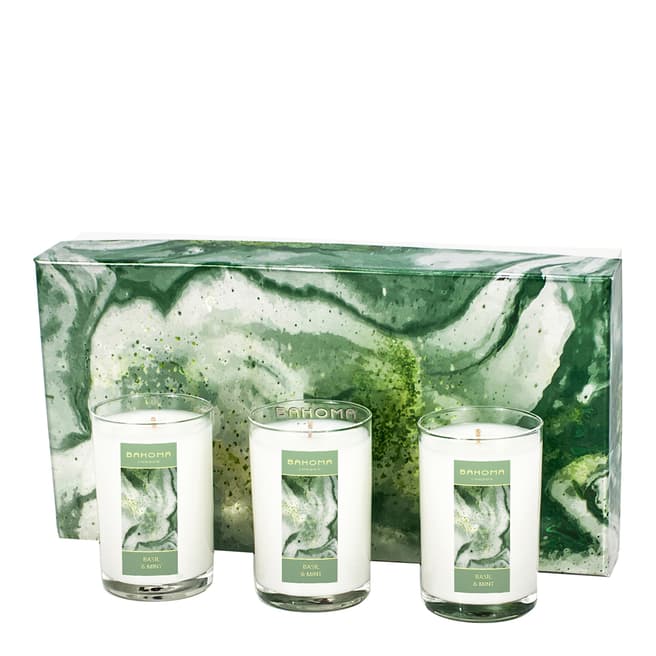 Bahoma On The Rocks Summertime Gift set - 3 x travel candle -Basil & Mint