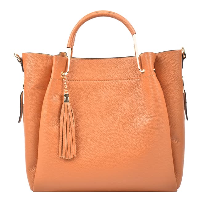 Carla Ferreri Orange Leather Tote Bag